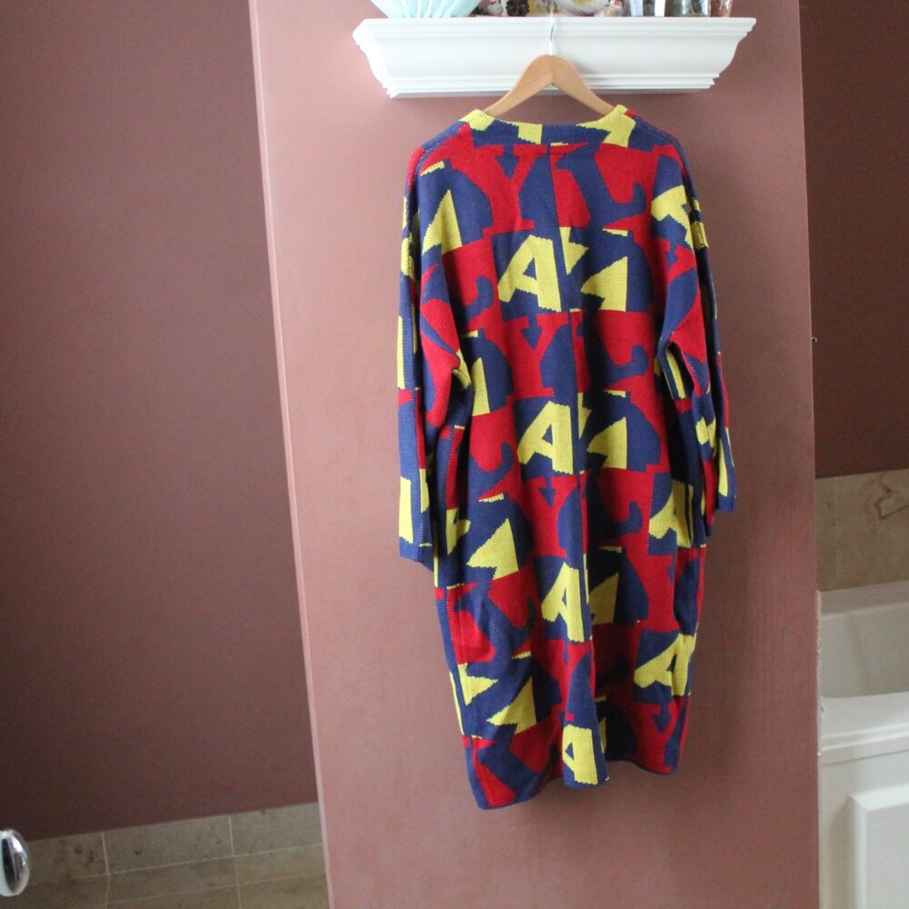 Lazy Oaf Open Front Cardigan Size S/M Red Yellow … - image 5